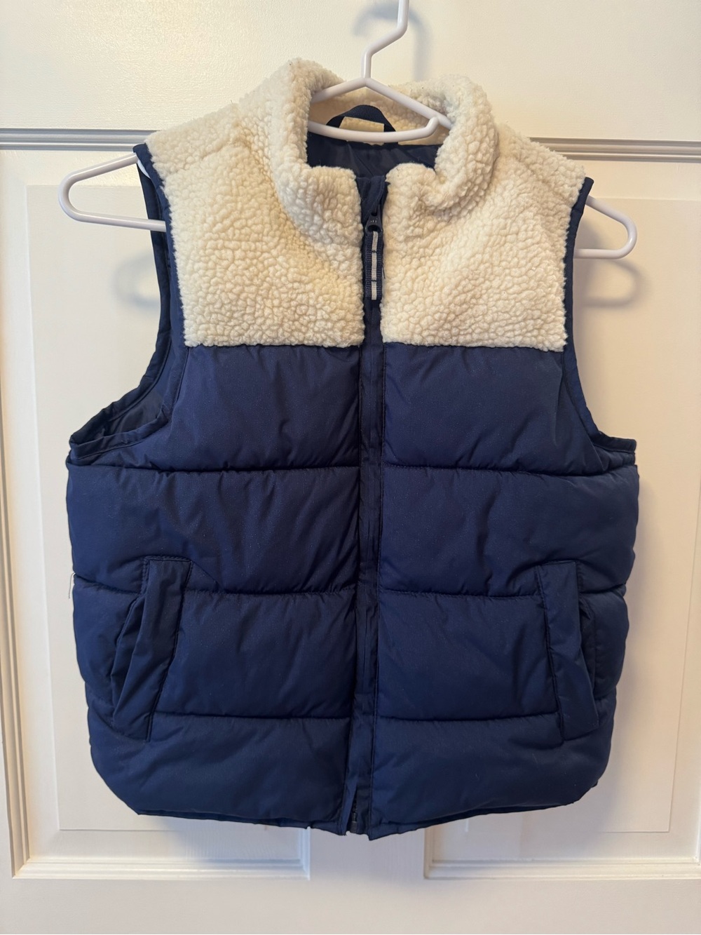 Cat & Jack Navy Vest with Cream Sherpa Collar